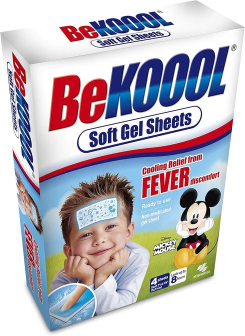 Be Koool Fever Soft Gel Sheets For Kids, Immediate Cooling Relief from Fever Discomfort, 12 Sheets