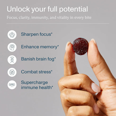 FOCL Lions Mane Mushroom Gummies - Vegan Supplement for Brain Function, Focus, Memory, Energy, Immune Boost