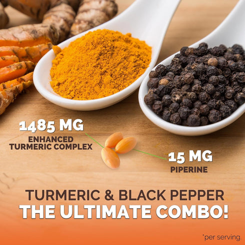 Turmeric Curcumin Supplement 1500mg with Curcuminoids, Black Pepper for Advanced Absorption, 60 Softgels