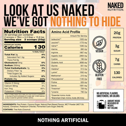 Naked Shake - Pumpkin Spice Protein Shake, Plant Based Protein with MCT Oil, 30 Servings