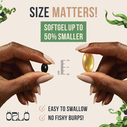 Orlo Omega 3 - Vegan Triple Strength Omega 3 Supplement - Plant Based DHA & EPA Algae Oil, 60 Mini Softgels