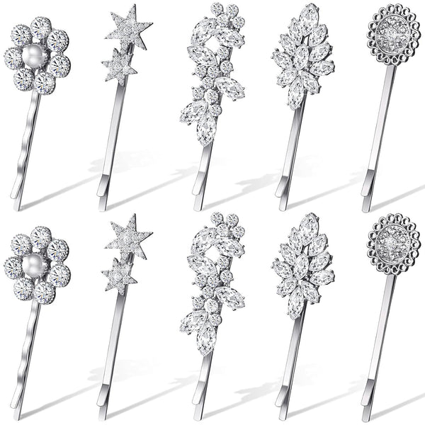 Waydress 10 Pcs Vintage Hair Pins for Women - Vintage Rhinestone Bobby Pin Star Decorative Barrette Metal Hair