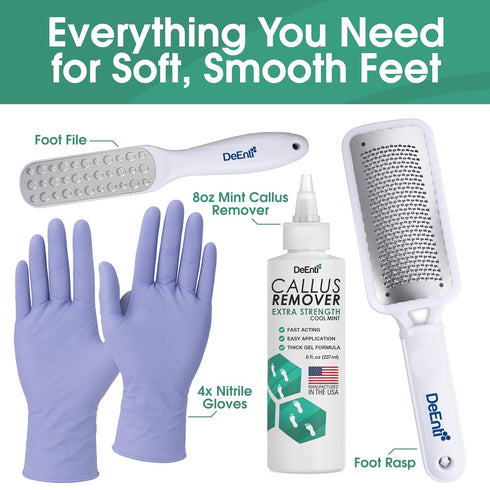 Pack, 4 DeEnti Callus Maintenance Bundle Includes Mint Scented Callus Remover, Metal Foot Rasp, Foot File, and Pairs