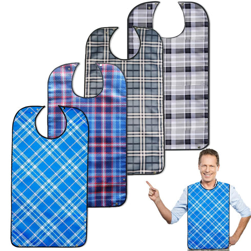 TOCKONIMN Adult Bibs for Men Women Eating Washable - 4 Pack Bib for