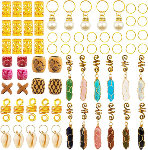Messen Dreadlocks Jewelry Crystal Wire Wrapped Hair Accessories Imitation Wood Beads