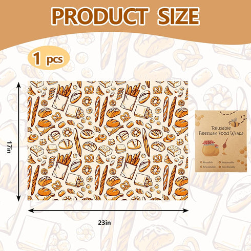 JarThenaAMCS Baking Beeswax Wrap Food Sandwich Wrap Sheet Bread Reusable Oil-Proof Picnic Liner for Home Party Kitchen