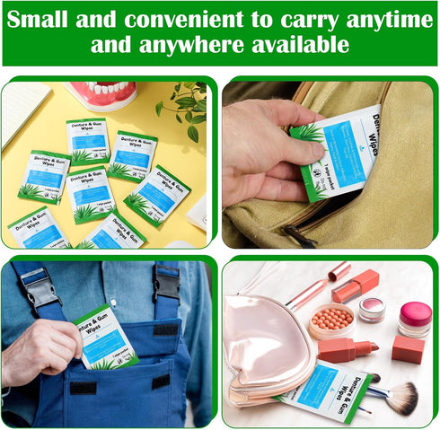 200 Pcs Denture Cleaning Wipes - Refreshes Gums, Deep Cleaning Wipes for Denture Adhesive, Food Debris, Stains