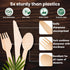 360 Count, Disposable Cutlery Set - Heavy Duty Wooden Compostable Utensils (120 Forks, 120 Knives, 120 Spoons),biodegradable by Generic