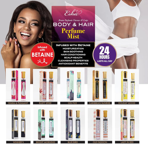 Esha Body & Hair Perfume Mist for Women - Eau de Parfum with Sweet Strawberry, Nectarine, Amber