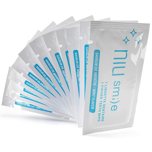 Niusmile Finger Teeth Wipes, 24 Disposable Oral Brush Ups, Portable Pack, Latex Free, Mint Flavor