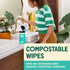 Aunt Fannie's Natural Cleaning Vinegar Wipes, Multipurpose Surface Cleaner, Bright Lemon Scent, 35 Count