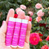 Rose Lip Balm Collection, Vegan Set, Beeswax Free, with Organic Jojoba & Avocado Oil, 3 Tube Set