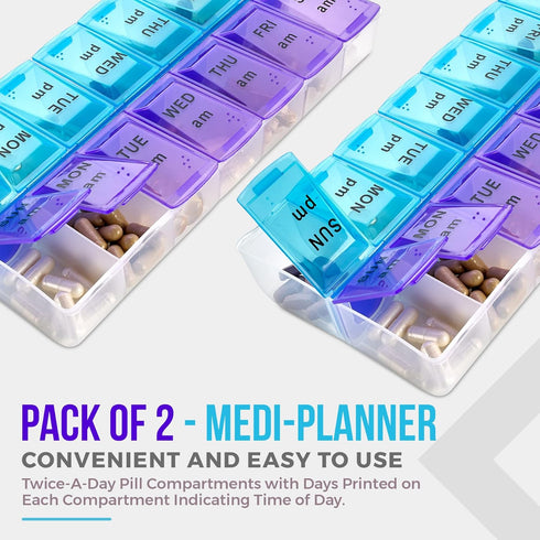 Pack 2 MEDca Weekly Pill Organizer, Twice-a-Day