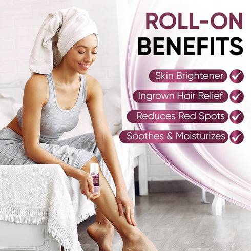 Razor Bump Treatment Roll-On, 3.5 oz Ingrown Hair Serum for Bikini Area, Face, Neck, with Vitamin E