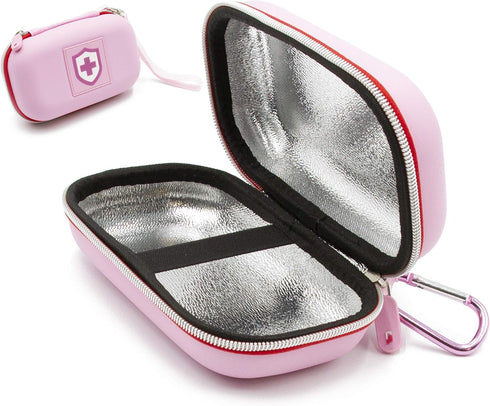 CASEMATIX Pink Insulated Travel Bag Case for Asthma Inhaler, Compatible with Chamber Inhaler Spacer, Masks, and More -