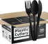 1000 Count Black Silverware Set, 334 Plastic Forks, 333 Spoons, 333 Knives, Medium Weight BPA Free Disposable Cutlery