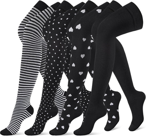 Shyyween 4 Pairs Nurse Compression Socks Thigh High for Women, Nurses Appreciation Gift