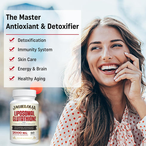 Liposomal Glutathione 2000 mg - Active L-Glutathione with L-Serine, L-Glycine & Sulforaphane, 120 Softgels