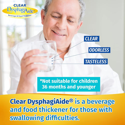 Clear DysphagiAide Thickener Powder, Instant Liquid Thickener for Dysphagia, 4.4 oz, 90 Servings