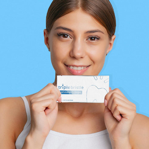 Triple Bristle Teeth Whitening Strips, 14 Sensitive Teeth Friendly Strips, Mint and Coconut, Enamel Safe, 2 Pack