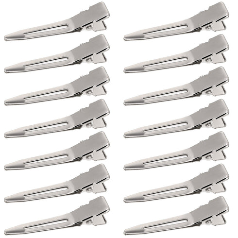 Hicarer 1.75 Inches Single Prong Hair Clips, 50 Pack - Durable Metal Alligator Clips for Hair Extensions, Dreads, Pin