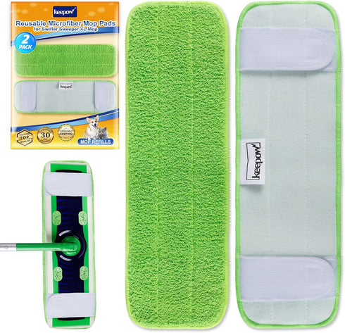 KEEPOW Microfiber Mop Pads for Swiffer XL Mops Reusable Wet and Dry Mopping Cloths Compatible with Swiffer Sweeper