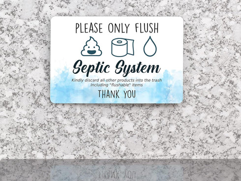Septic Tank Bathroom Sign | Fun Adhesive Septic System Signs for Toilet | Novelty WC Septic Sign