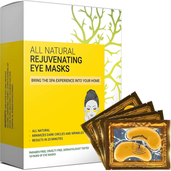Under Eye Patches & Masks (18 Pairs), All Natural Anti Aging Treatment for Puffiness, Wrinkles, Dark Circles