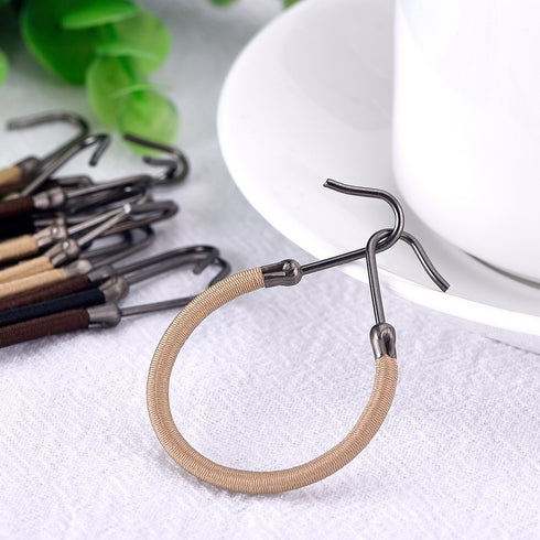 Hotop 15 Pieces Elastic Hook Hair Tie Styling Ponytail Holder Hooks for Curly Long Hair (Black, Brown, Blonde)