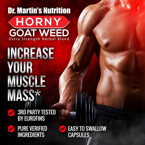 Super Strength Horny Goat Weed 1590 mg, 120 Capsules with Maca, Arginine & Ginseng, Joint Health