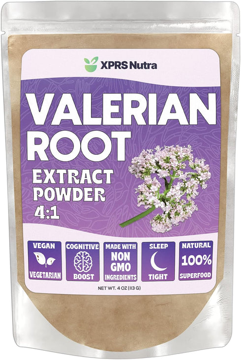 XPRS Nutra Valerian Root Extract Powder 4:1 - Premium Vegan Herbal Sleep Assist for Cognition (4 Ounce)