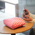2-Pack Makeup Bag for Women, Large Checkered Knitted Cosmetic Bags & Small Pouch, Travel Toiletry Bag (Pink)