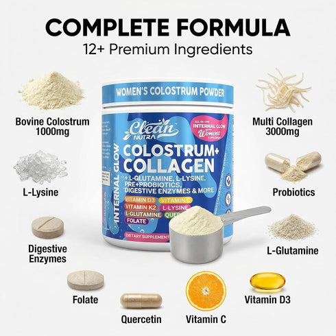 K2 Bovine Colostrum Powder + Collagen Peptides with L-Glutamine L-Lysine Prebiotics Probiotics Digestive Enzymes