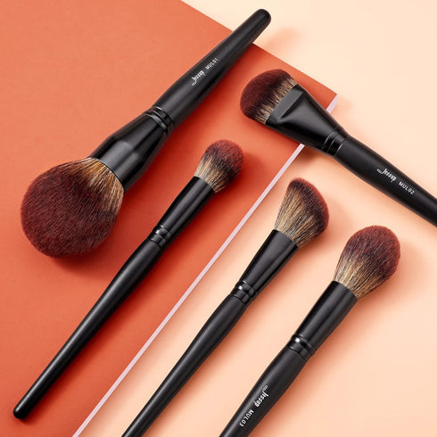 Jessup Large Face Makeup Brushes 5pcs, Premium Synthetic Foundation, Powder, Contour, Blusher, Highlighter Brush