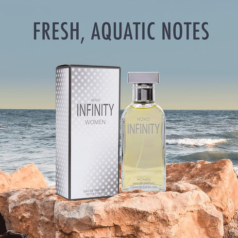 Novo Infinity Eau De Parfum Spray for Women, 3.4 Fluid Ounce, Refreshing Citrus Floral & Musk