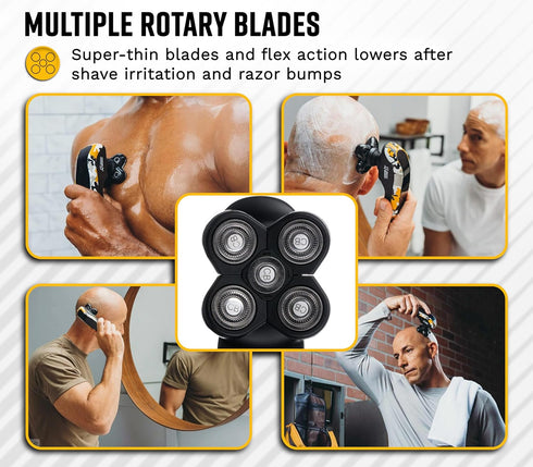 Replacement Shaver Head, 5-Blade Universal Rotary Wet & Dry for Coarse Hair, 1 Unit