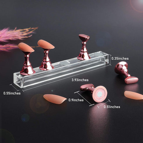 JUSTOTRY 4 Sets Pink Nail Stand for Press on Nails Display, Magnetic Holder for Nail Art Practices