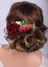 Kercisbeauty Red Rose Burgundy Hair Comb, Vintage Bridal Floral Headband for Women Girls Party