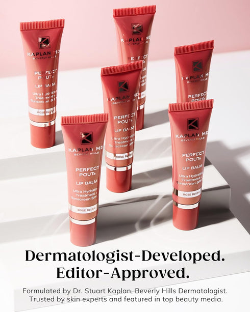 KAPLAN MD Perfect Pout SPF Lip Balm - Ultra Hydrating Treatment for Dry Lips, Sunscreen SPF 30, Non-Sticky