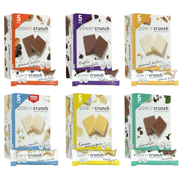 Power Crunch Protein Wafer Bars, Variety Pack, 30 Count, High Protein Snacks in 6 Flavors