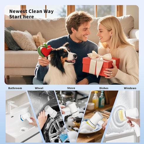 MEFELF 2 4 1500mAh Electric Spin Scrubber - Cordless Handheld Cleaning Brush with Speeds & Brush Heads, Rechargeable