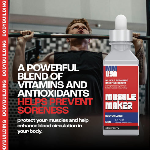 Muscle Maker Post Workout Serum - Enhanced Men's Health with Antioxidant Boost, Vitamin C & Zinc, Creatine for Fitness,