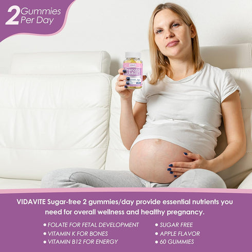 Sugar Free Prenatal Gummies, 30+ Nutrients for Fetal Support, USA-Made Vegan Prenatal Vitamins