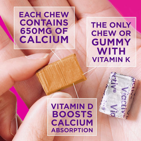 Viactiv 650 180 Count, Calcium + Vitamin D Supplement Soft Chews for Women & Men - Chewable Calcium for Bone Health