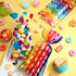 105 Pcs Rainbow Cellophane Treat Bags, Bulk Plastic Polka Dot Stripes Goodie Candy Favor Bags for Parties