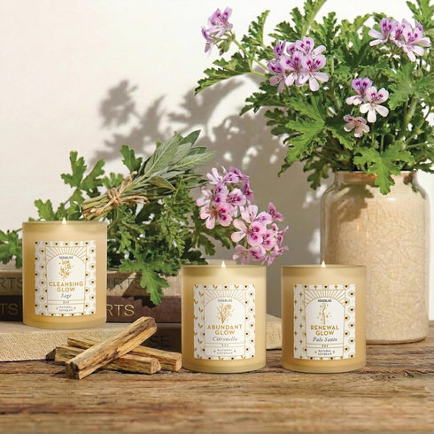 Set 3 Pack Candle - Soy Wax Aromatherapy Scented Candles for Energy Cleansing, Manifestation, Palo Santo, Sage