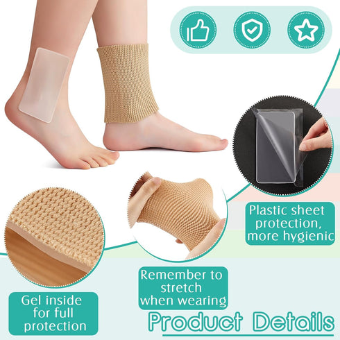 Sratte 4 Pcs Ankle Gel Sleeve, Padded Socks Ankle Protector Gel Sleeve for Skating Riding Foot Support