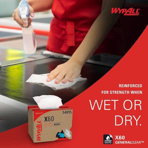 WypAll GeneralClean X60 Multi-Task Cleaning Cloths, Strong and Absorbent Towels, 252 Sheets/Box