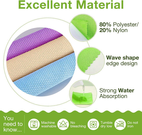 9 Pieces Microfiber Fish Scale Cloth, Nanoscale Cleaning Rag for Windows, Mirrors, and More (Basic Colors)
