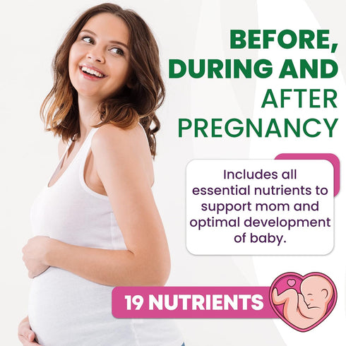 Prenatal Vitamins for Women - Multivitamin with DHA, Folic Acid, Vitamin C, B12, Iron & Omega-3, 120 Softgels